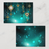 Antieke skeletsleutels op groene achtergrond advieskaart (Voorkant / Achterkant)