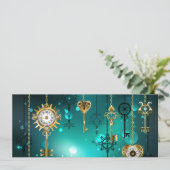 Antieke skeletsleutels op groene achtergrond advieskaart (Staand voorkant)