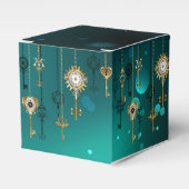 Antieke skeletsleutels op groene achtergrond bedankdoosjes (Voorkant Zijde)