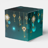 Antieke skeletsleutels op groene achtergrond bedankdoosjes (Achterkant)