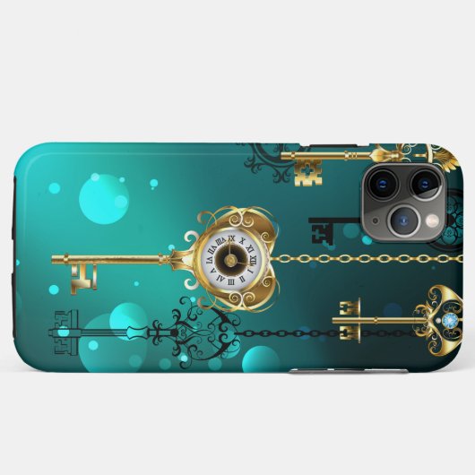 Antieke skeletsleutels op groene achtergrond Case-Mate iPhone case (Achterkant (horizontaal))