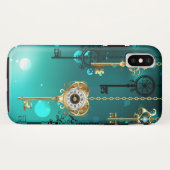 Antieke skeletsleutels op groene achtergrond Case-Mate iPhone case (Achterkant (horizontaal))
