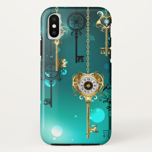 Antieke skeletsleutels op groene achtergrond Case-Mate iPhone case (Achterkant)