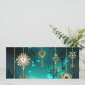 Antieke skeletsleutels op groene achtergrond feestdagenkaart (Staand voorkant)