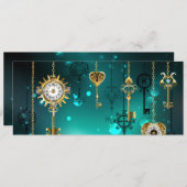 Antieke skeletsleutels op groene achtergrond feestdagenkaart (Voorkant / Achterkant)