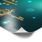 Antieke skeletsleutels op groene achtergrond foto afdruk (Hoek)