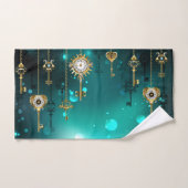 Antieke skeletsleutels op groene achtergrond handdoek (Handdoek)