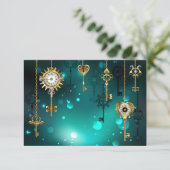 Antieke skeletsleutels op groene achtergrond kaart (Staand voorkant)