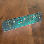 Antieke skeletsleutels op groene achtergrond naambordje (Zijkant)