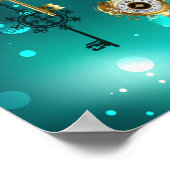 Antieke skeletsleutels op groene achtergrond poster (Hoek)