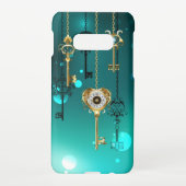 Antieke skeletsleutels op groene achtergrond samsung galaxy hoesje (Achterkant)