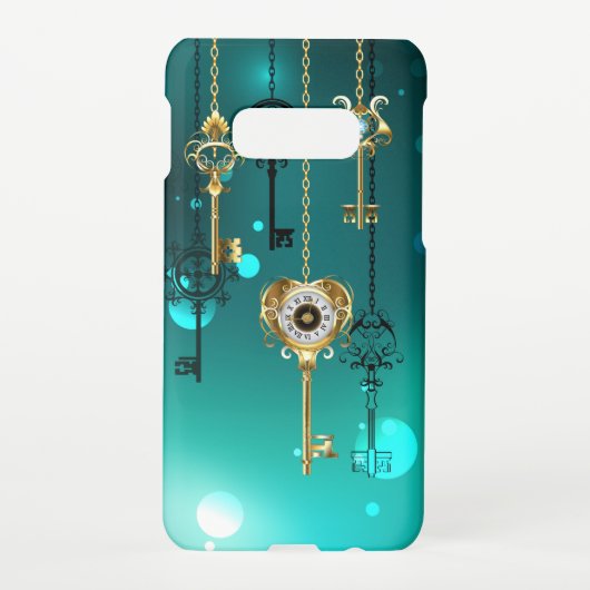 Antieke skeletsleutels op groene achtergrond samsung galaxy hoesje (Achterkant)