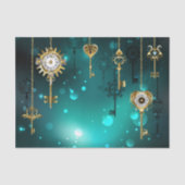 Antieke skeletsleutels op groene achtergrond tissuepapier (Voorkant)