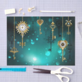 Antieke skeletsleutels op groene achtergrond tissuepapier (Craft)