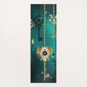 Antieke skeletsleutels op groene achtergrond yogamat (Achterkant)