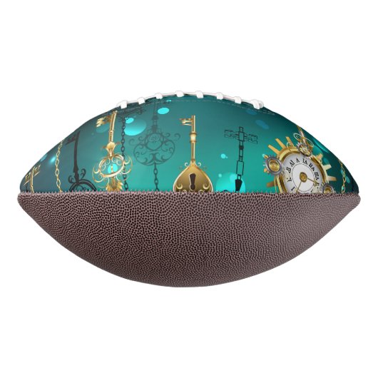 Antieke skelettoetsen op groene achtergrond american football (Gedraaid 90)