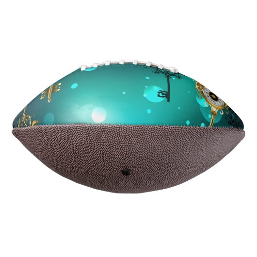 Antieke skelettoetsen op groene achtergrond american football (Gedraaid 270)