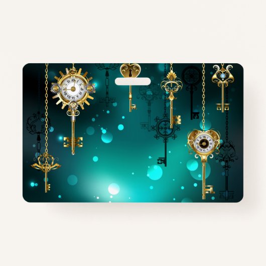 Antieke skelettoetsen op groene achtergrond badge (Voorkant)