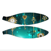 Antieke skelettoetsen op groene achtergrond basketbal (Panelen)