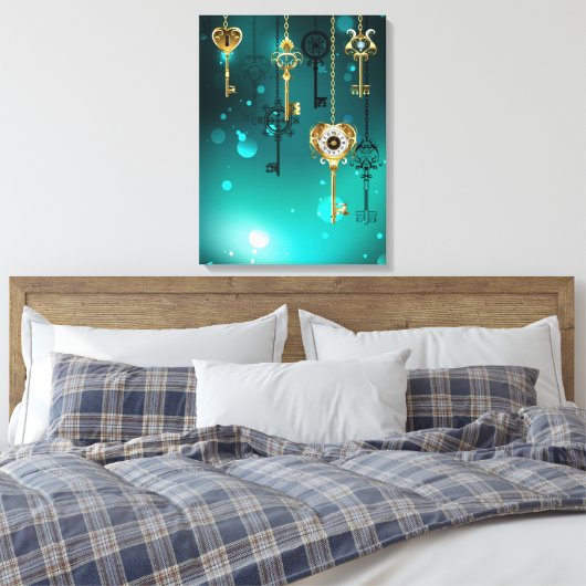 Antieke skelettoetsen op groene achtergrond canvas afdruk (Insitu (Slaapkamer))