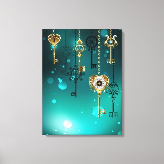 Antieke skelettoetsen op groene achtergrond canvas afdruk (Voorkant)