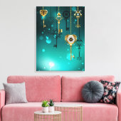 Antieke skelettoetsen op groene achtergrond canvas afdruk (Insitu (Woonkamer))