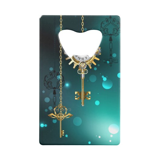 Antieke skelettoetsen op groene achtergrond creditkaart flessenopener (Achterkant)