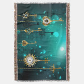 Antieke skelettoetsen op groene achtergrond deken (Voorkant Verticaal)