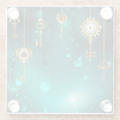 Antieke skelettoetsen op groene achtergrond glazen onderzetter (Achterkant)