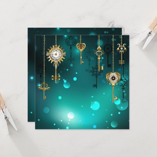 Antieke skelettoetsen op groene achtergrond kaart (Voorkant / Achterkant in situ)