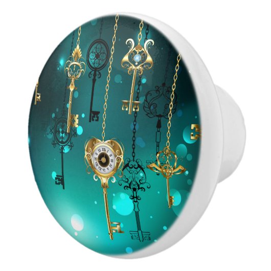 Antieke skelettoetsen op groene achtergrond keramische knop (Rechts)