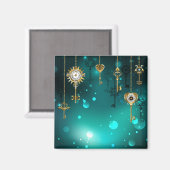 Antieke skelettoetsen op groene achtergrond magneet (Voorkant / Achterkant)