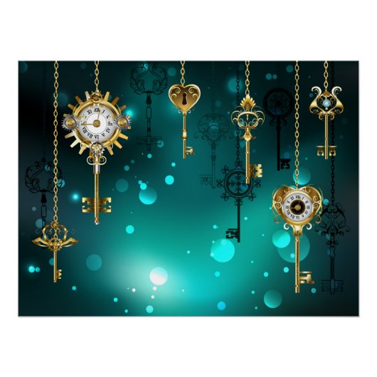 Antieke skelettoetsen op groene achtergrond perfect poster (Voorkant)