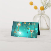 Antieke skelettoetsen op groene achtergrond plaatskaartje (Achterkant)