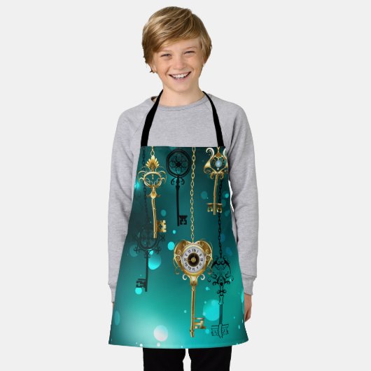 Antieke skelettoetsen op groene achtergrond schort (Gedragen)