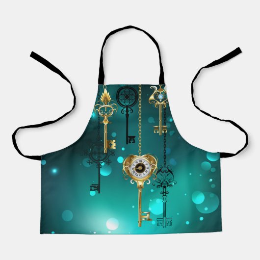 Antieke skelettoetsen op groene achtergrond schort (Voorkant)