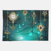 Antieke skelettoetsen op groene achtergrond theedoek (Horizontaal)