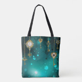 Antieke skelettoetsen op groene achtergrond tote bag (Achterkant)