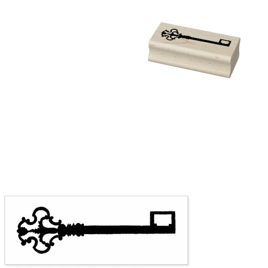 Antieke sleutel houten rubberen stempel (Gestempeld)