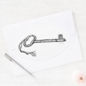 Antieke Sleutel Ovale Sticker (Envelop)