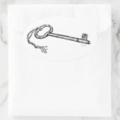 Antieke Sleutel Ovale Sticker (Tas)