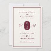 Antieke Sleutel Rood Romantisch Klassiek Bruiloft Save The Date (Voorkant)