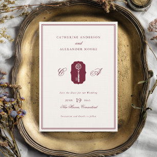 Antieke Sleutel Rood Romantisch Klassiek Bruiloft Save The Date