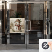 Antieke Sneeuwman Ruitsticker Raamsticker (Kantoordeur)