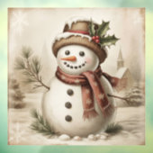 Antieke Sneeuwman Ruitsticker Raamsticker (Vel 3)