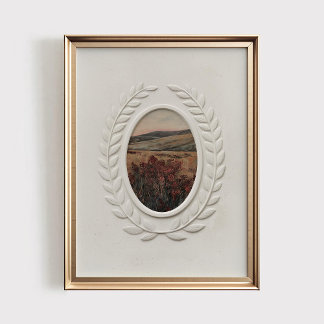 Antieke sombere landschapsprint, vintage afdrukbaa poster