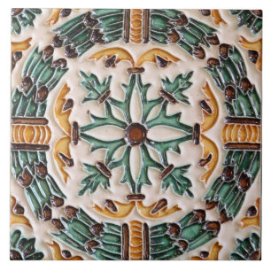 Antieke Spaanse vintage majolica Tegeltje