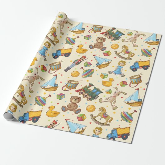 Antieke Speelgoed Cadeaupapier (Uitgerold)