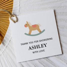 Antieke Speelgoed Schommelpaard Baby Shower Bedankjes Labels