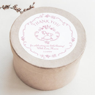 Antieke speelgoed Toile de Jouy baby shower Bedank Ronde Sticker
